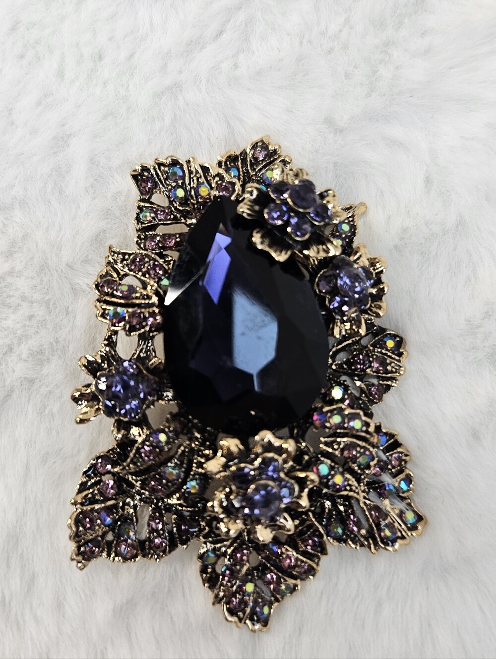 Vintage Rhinestone Flower Pendant Brooch